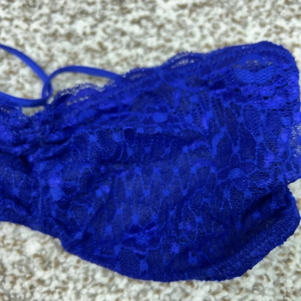 Free People Bra Womens Extra‎ Small Blue Lace Bandeau Intimately Sheer Bralette